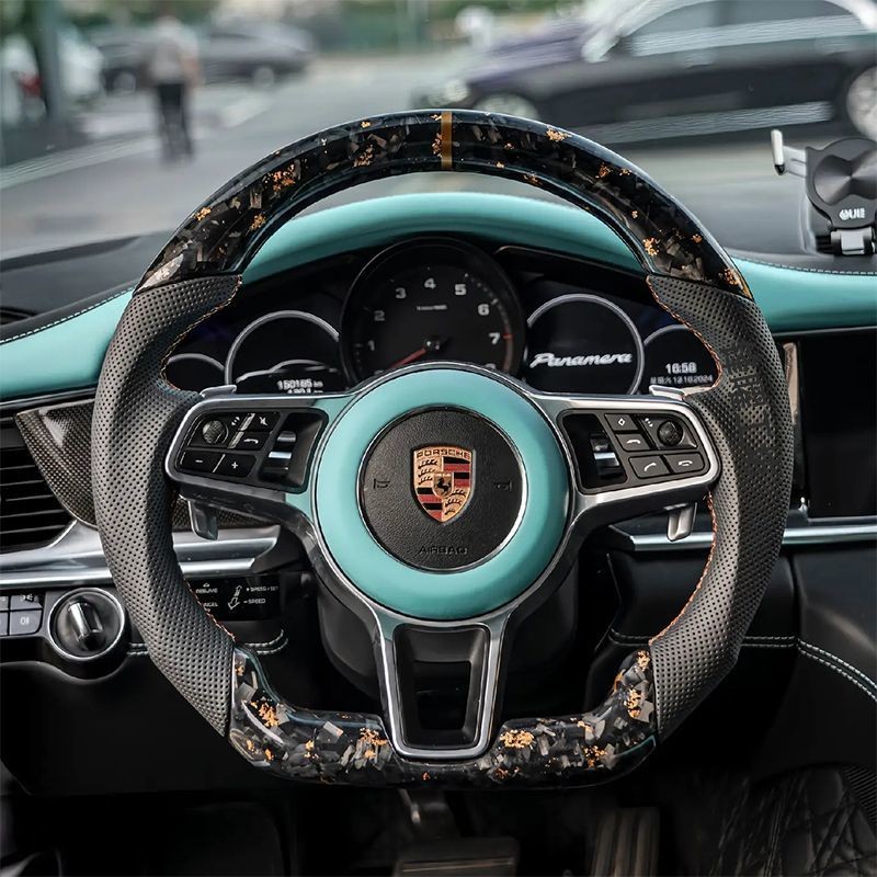 Porsche Cayenne Cayenne Cayenne Cayenne Parmeela 718Macan911 พวงมาลัยคาร์บอนไฟเบอร์การปรับเปลี่ยนอัพ