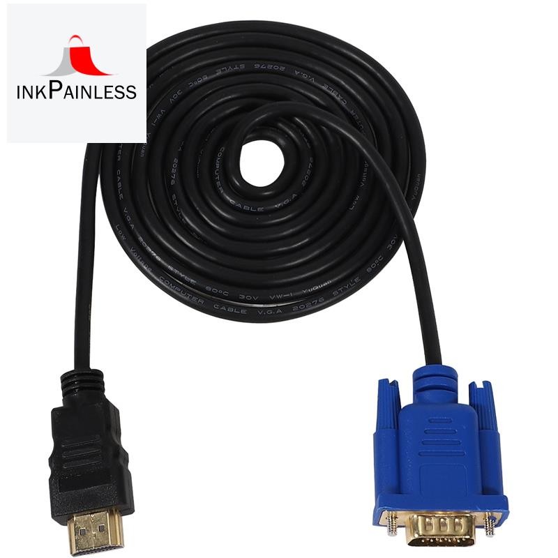 HDTV Gold Male To VGA HD-15 Male 15Pin Adapter Cable 6FT 1.8M 1080P