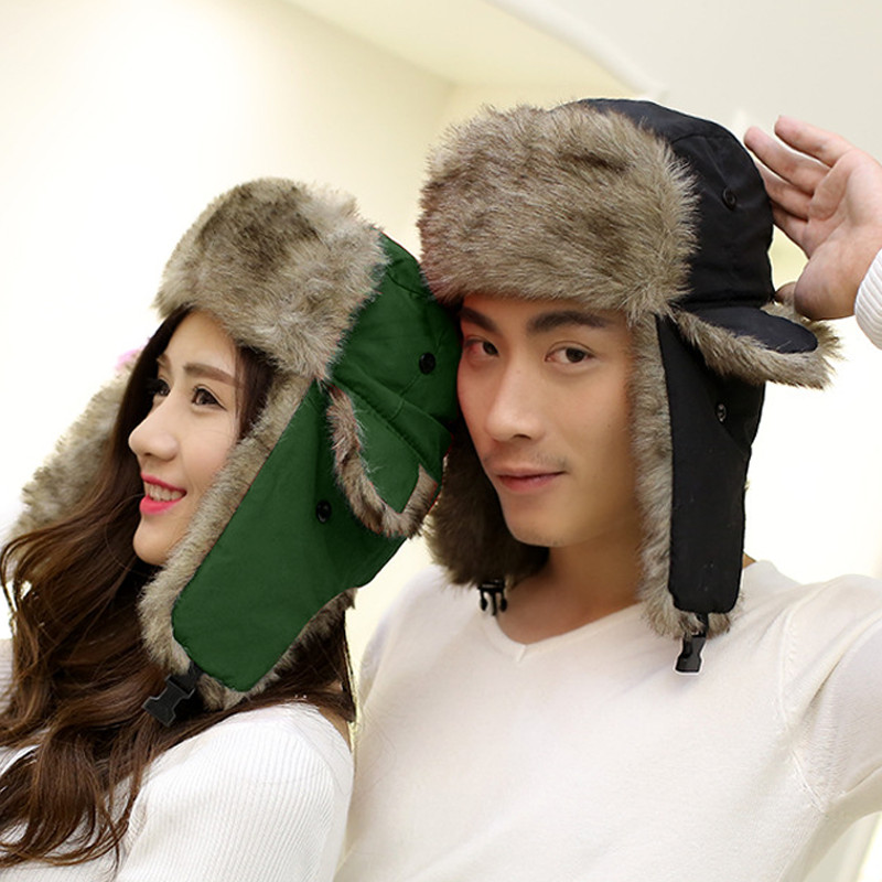 รัสเซีย Ushanka หมวกหนานุ่มหมวกขนสัตว์อบอุ่น Ushanka รุ่นผู้ชายผู้หญิงฤดูหนาวงานรื่นเริง