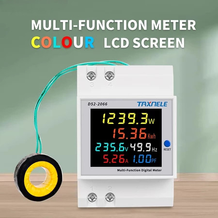 COD เครื่องวัดแรงดันไฟฟ้าความถี่ D52-2066 6IN1 din rail AC monitor 110V 220V 380V 100A KWH