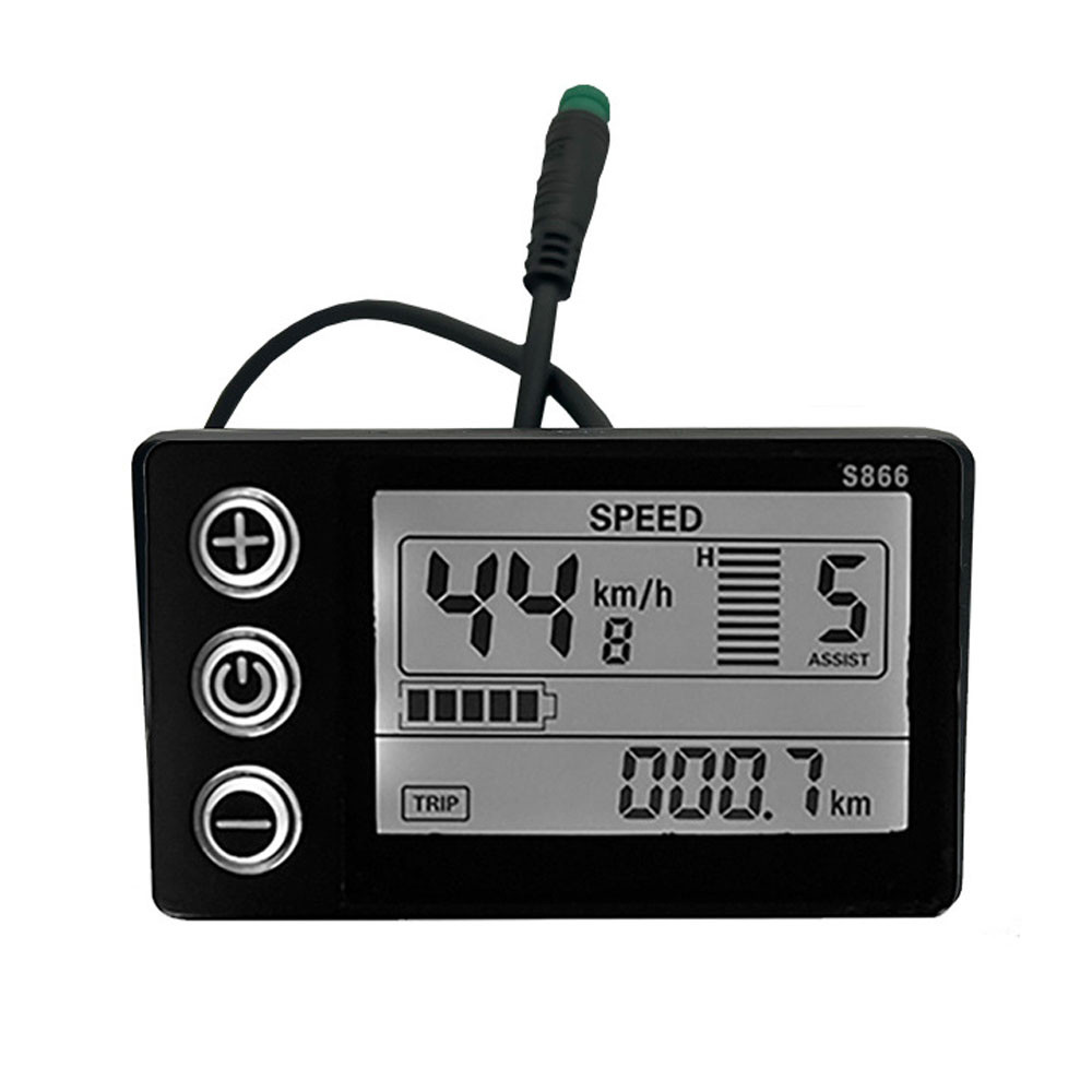 S866 Electric Bike LCD Display 24V 36V 48V E-BIKE SCOOTER METER METER แผงควบคุมพร้อมปลั๊กกันน้ำ