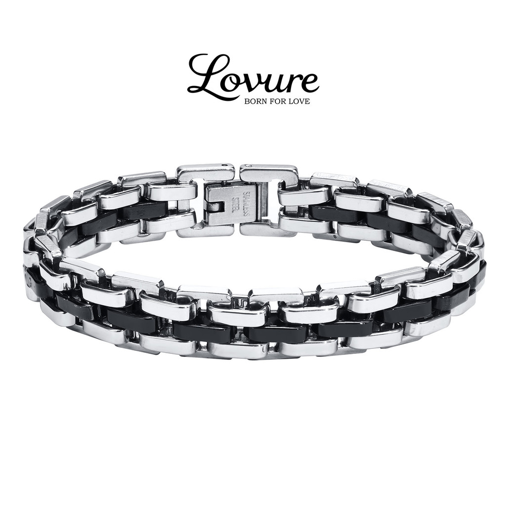 Lovure 11mm Wide Chunky Stainless Steel Watch Strap Bracelet for Men Non Tarnish Wrist Bracelet Fashion Jewelry Gifts