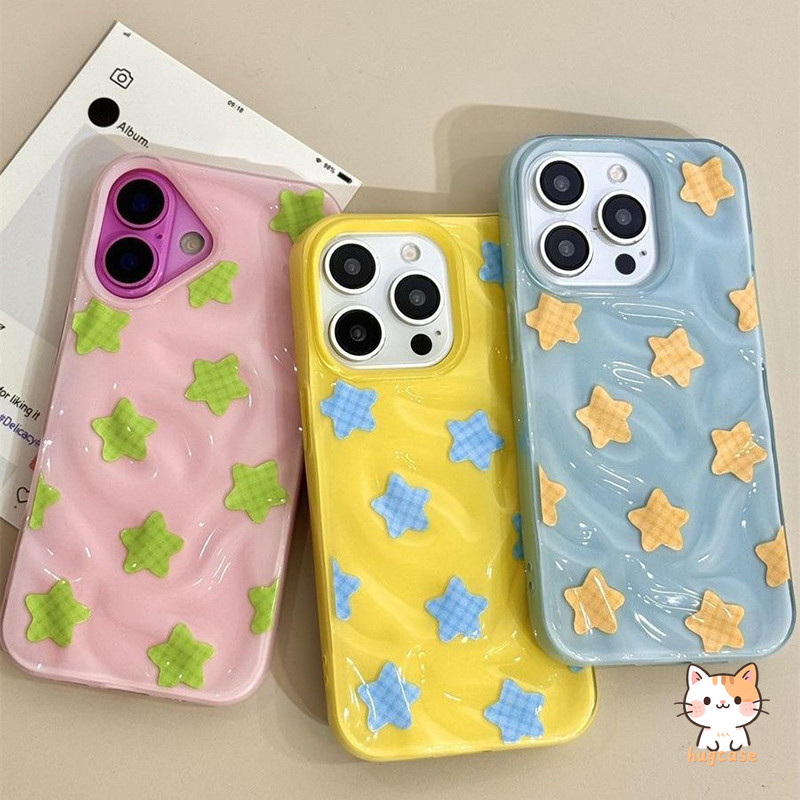 เคสไอโฟน 11 การ์ตูนสีเหลืองดาวน้อยคลื่น สำหรับ IPhone 11 Pro Max 13 14 12 16 15 Pro Max 12 16 Pro 8 6s 14 7 6 15 16 Plus
