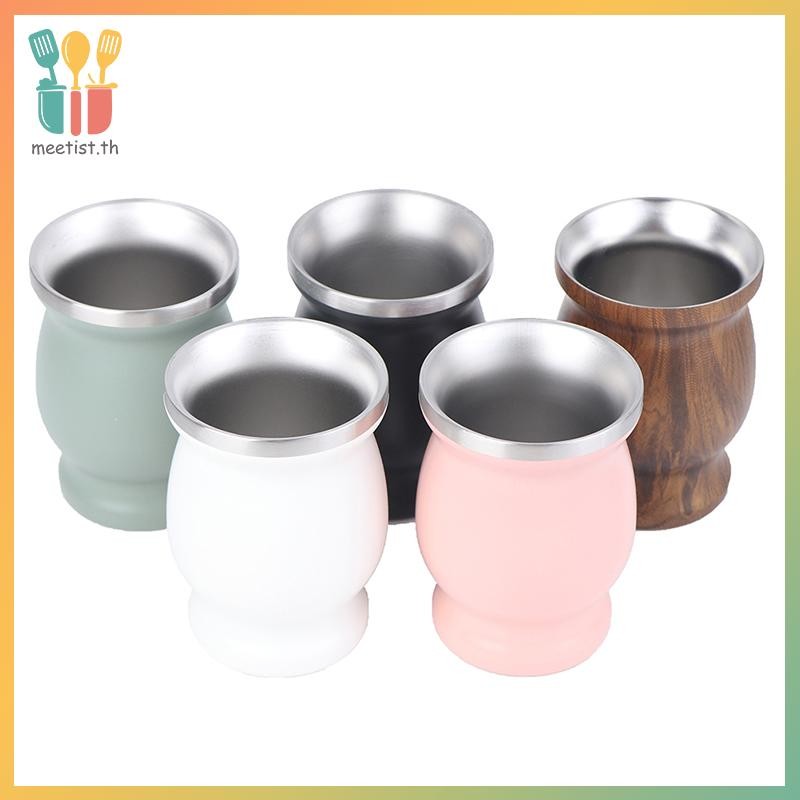 MEET Yerba Mate Cup 304 สแตนเลส 8oz Argentine Yerba Mate Gourd พร้อม illas TH
