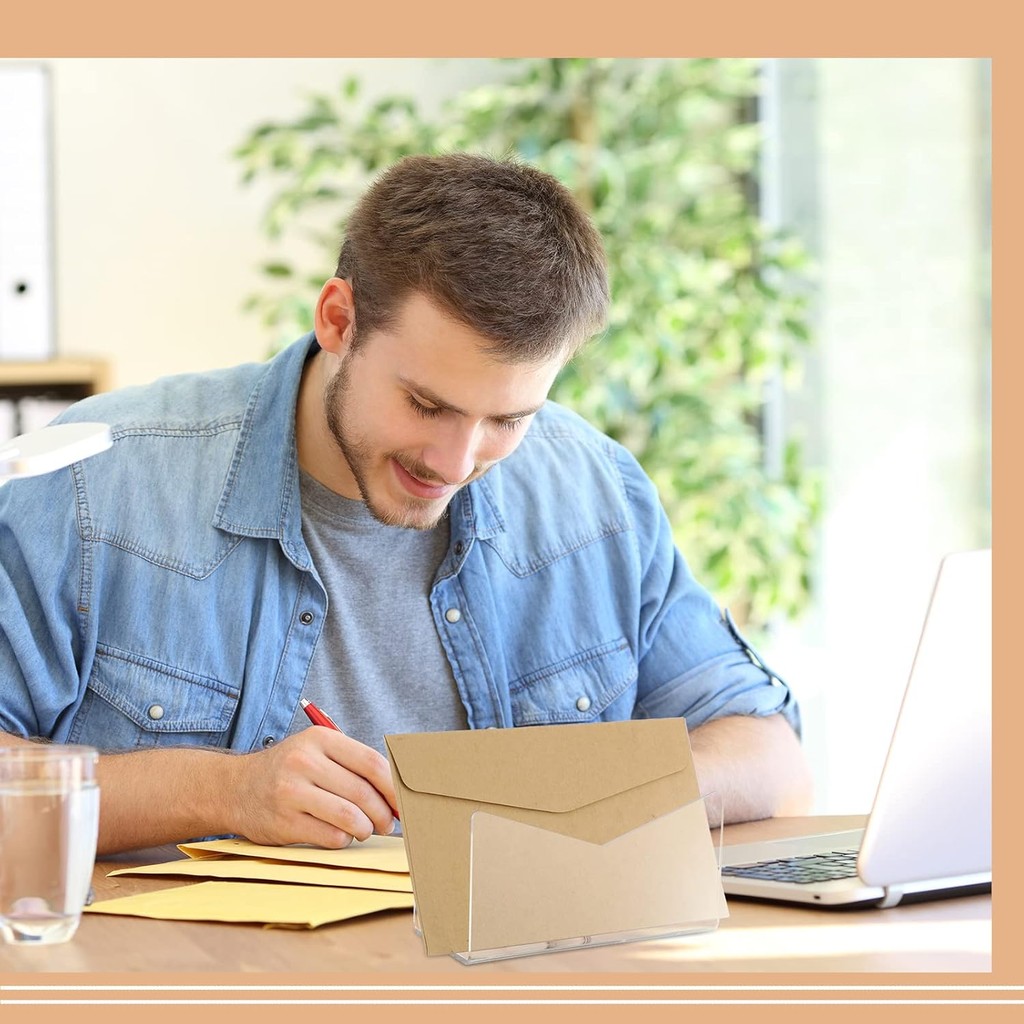 Maitys 3 ชิ้นอะคริลิค Mail Organizer เคาน์เตอร์ 6 x 2.5 x 4 นิ้ว Clear Mail โปสการ์ดผู้ถือ Letter Ma