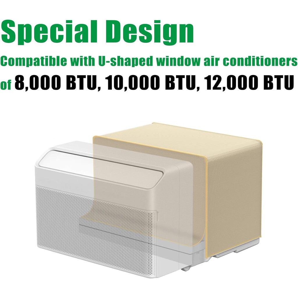 ฝาครอบเครื่องปรับอากาศหน้าต่างสำหรับ U-รูป ขนาด 8,000/10,000 BTU, ทนทานและป้องกันสภาพภูมิอากาศ