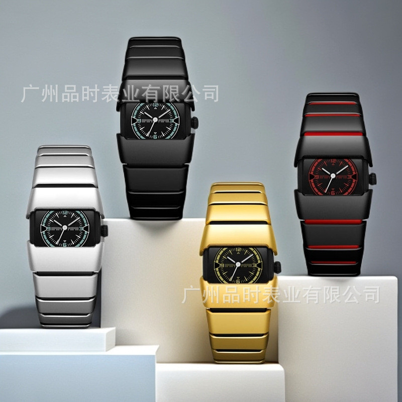 Pintime millennial retro นาฬิกาผู้ชายกันน้ํา y2k เกราะรูปทรงพิเศษขนาดกลางโบราณ ins บุคลิกภาพความรู้สึกขั้นสูงนาฬิกาควอทซ์-&-*