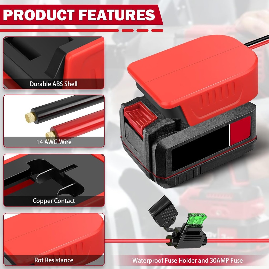 อะแดปเตอร์ DIY ล้อไฟสําหรับ Bauer 20V Battery Dock Power Connector สําหรับรถบรรทุกรถของเล่น Rc, e-Bi