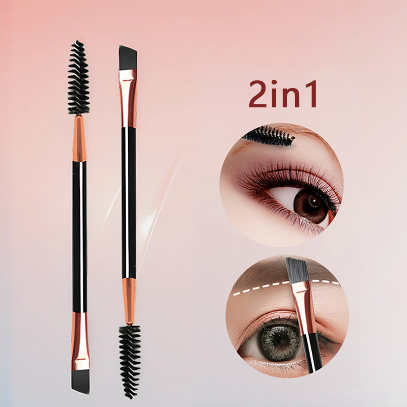 【24จัดส่งภายใน  ชั่วโมง🔥】ปรงคิ้วแบบ 2 ใน 1 - สีสันคิ้วแบบเฉียง - แปรงขยับขนตาแบบเกลียว - แปรงไลน์ตา - แปรงแต่งหน้าสำหรับมือใหม่