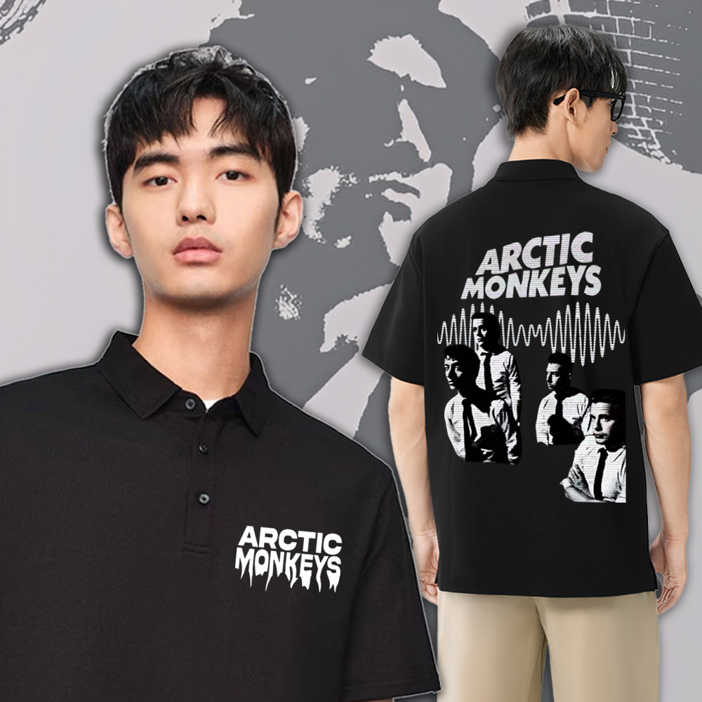 M-3XL🙈Arctic Monkeys Poloเสื้อโปโลสบายๆ Arctic Monkeys🙈 ของที่ระลึกเสื้อโปโลแขนสั้นพิมพ์ผ้าฝ้ายระบาย