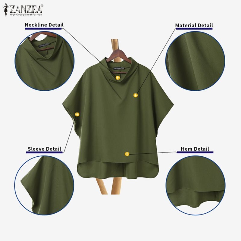 ZANZEA Celmia สไตล์เกาหลีสำหรับผู้หญิง เอлегานต์.swing-collar แขน3/4 ทรงคลายหลวม — صورة 7