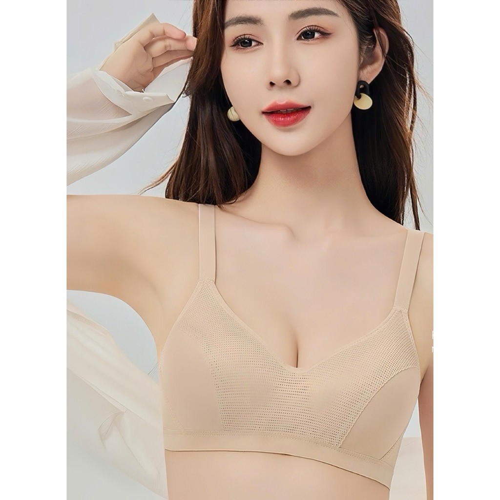 AL08 (มาตรฐานไทย) BeeNa Womens 3D Shaping Rimless Bra, Thin Cup Breast Enhancement