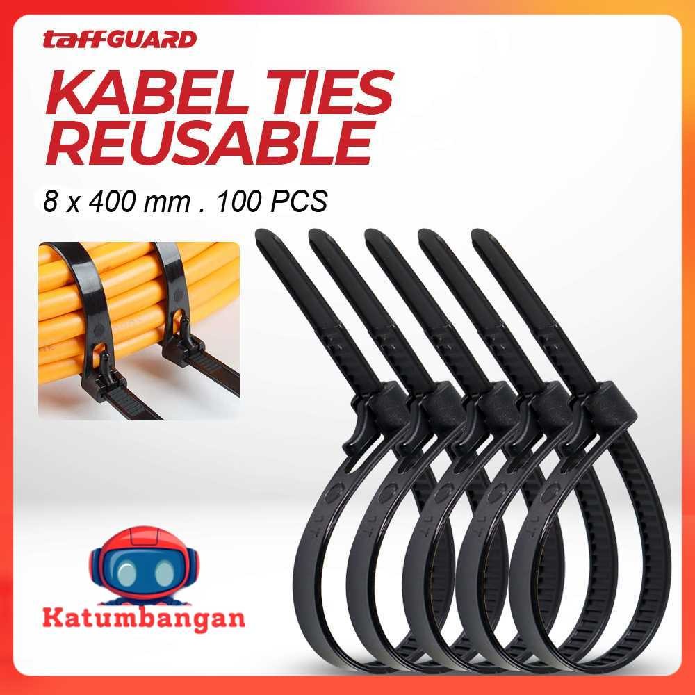 TaffiGUARD Cable Ties Zip Cable Organizer นํากลับมาใช้ใหม่ได้ 8x400 มม. 100 ชิ้น - NL816