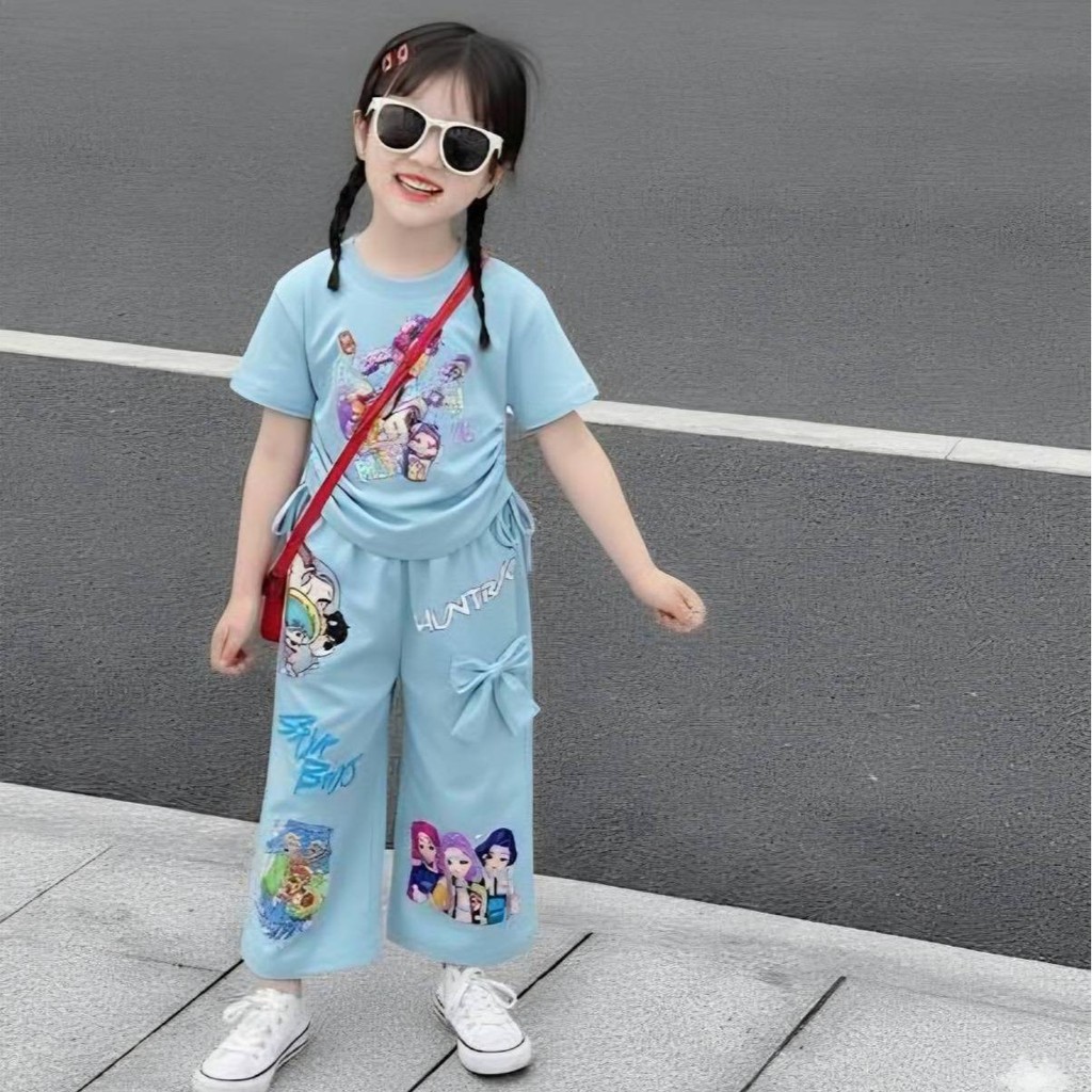 PINKชุดเซ็ทเด็กผู้หญิง ลายโซดาป๊อป ลายแน่นๆคมชัด