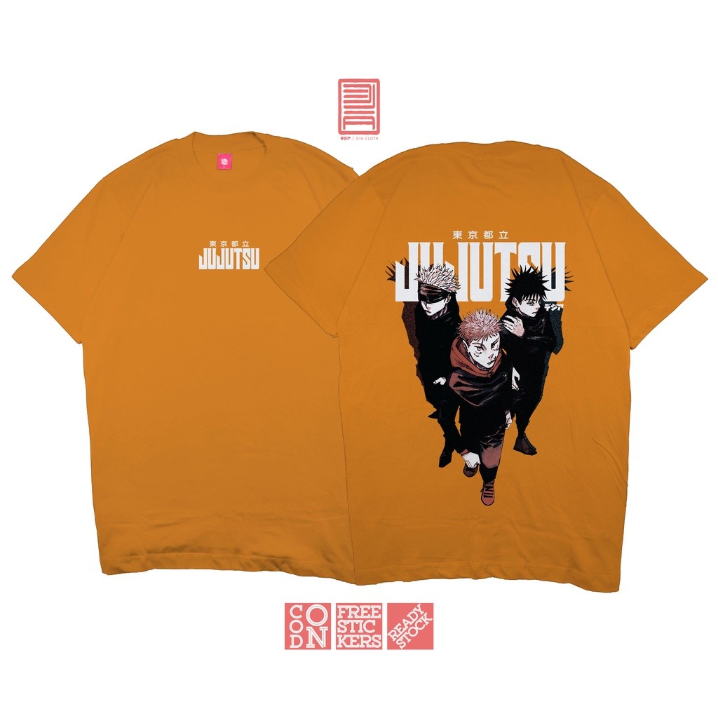 เสื้อยืดญี่ปุ่น anime manga ลาย Gojo, Itadori, Megumi จาก Jujutsu Kaisen และ Tokyo Trio