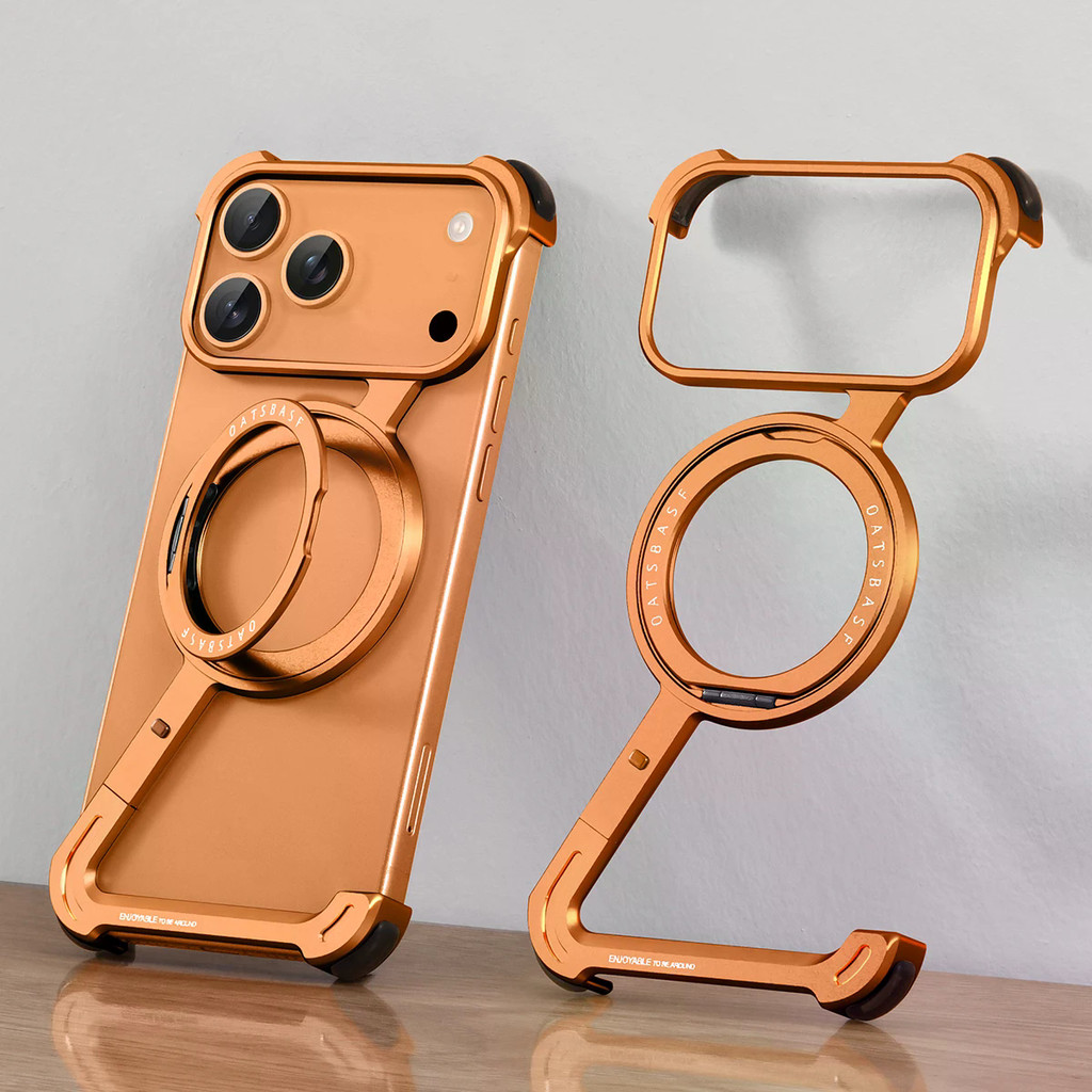 สําหรับ iPhone 17 Pro Max 17 Air เคสโทรศัพท์ 360°ขาตั้งแหวนหมุนกันกระแทกอลูมิเนียมอัลลอยด์กันชนไม่มีขอบฝาครอบโลหะแม่เหล็ก 16 Pro MAX 15 14