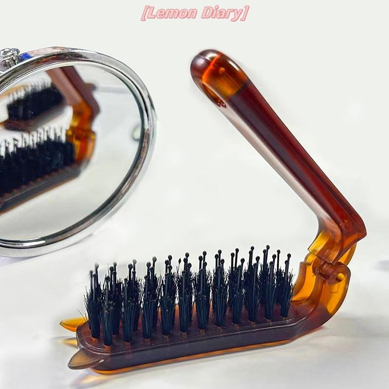 แอลดี| Amber Foldingb แบบพกพา Travel ผมตรง Curlb สําหรับเครากระเป๋า Bristleb แปรงผมสําหรับเครื่องมือจัดแต่งทรงผมใหม่