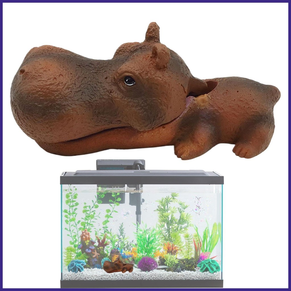 Hippo Fish Tank ตกแต่งเรซิ่น Hippo Craft Aquarium เครื่องประดับสัตว์น่ารัก Aquarium ตกแต่งสําหรับจํา