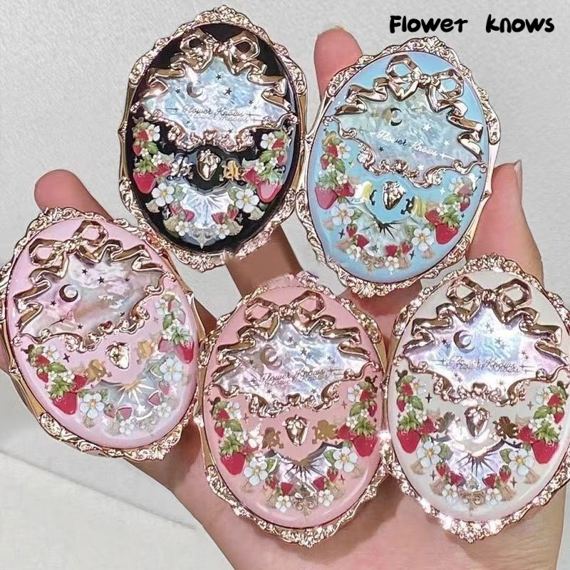 Flower Knows Powder Blusher Strawberry Rococo Relief Blush Purple Facial Beauty Angel Fragrance Red Berry Mary Powder Delicate And White Powder Blusher