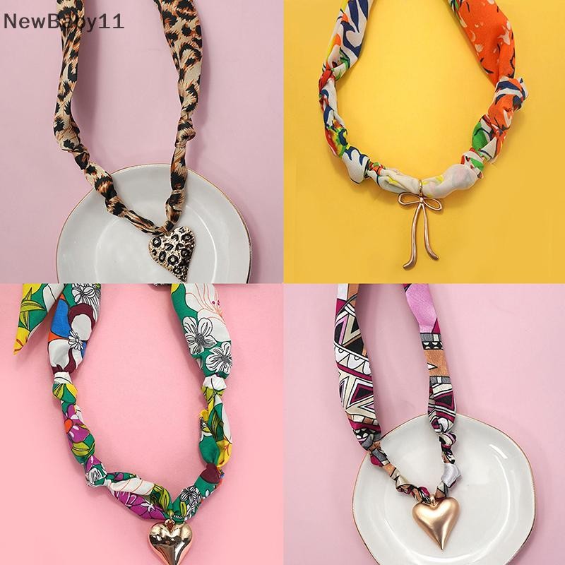 NY สร้อยคอผ้าพันคอผ้า DIT Charms ห่วงโซ่โทรศัพท์ดอกไม้ชุบทองสไตล์วันหยุดเครื่องประดับสร้อยคอผู้หญิง 