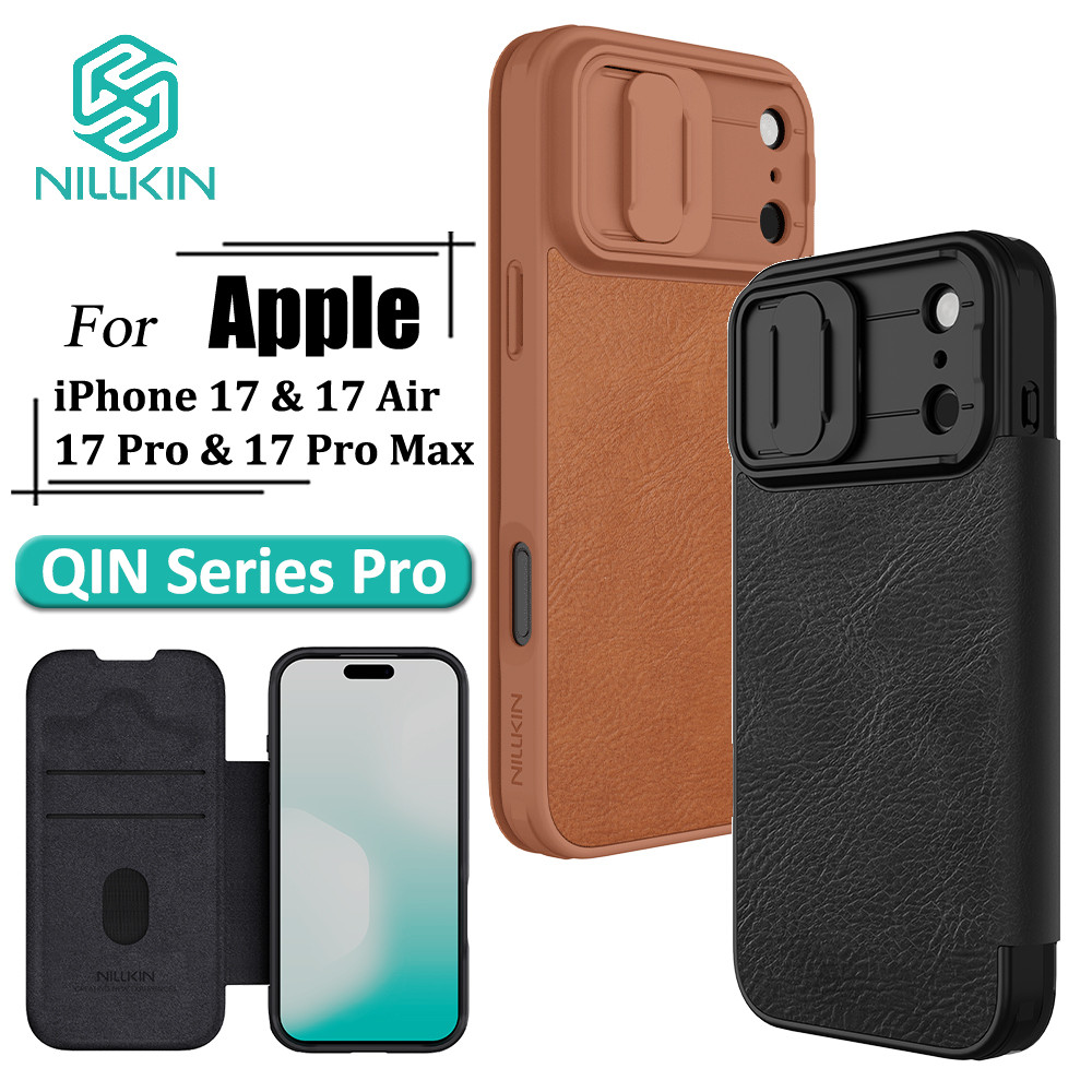 Nillkin QIN ซองหนังพลิกหรูหราสําหรับ iPhone 17 Pro Max 17 Pro 17 Air Case กล้อง Slider ฝาครอบป้องกันพร้อมผู้ถือบัตร