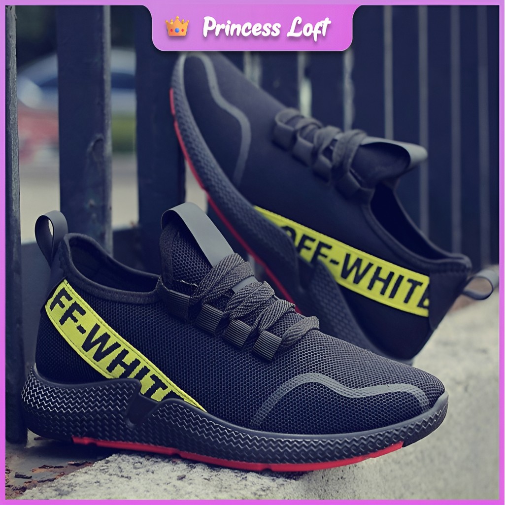 Man Off White Color Strap Sport Shoes Sneaker
