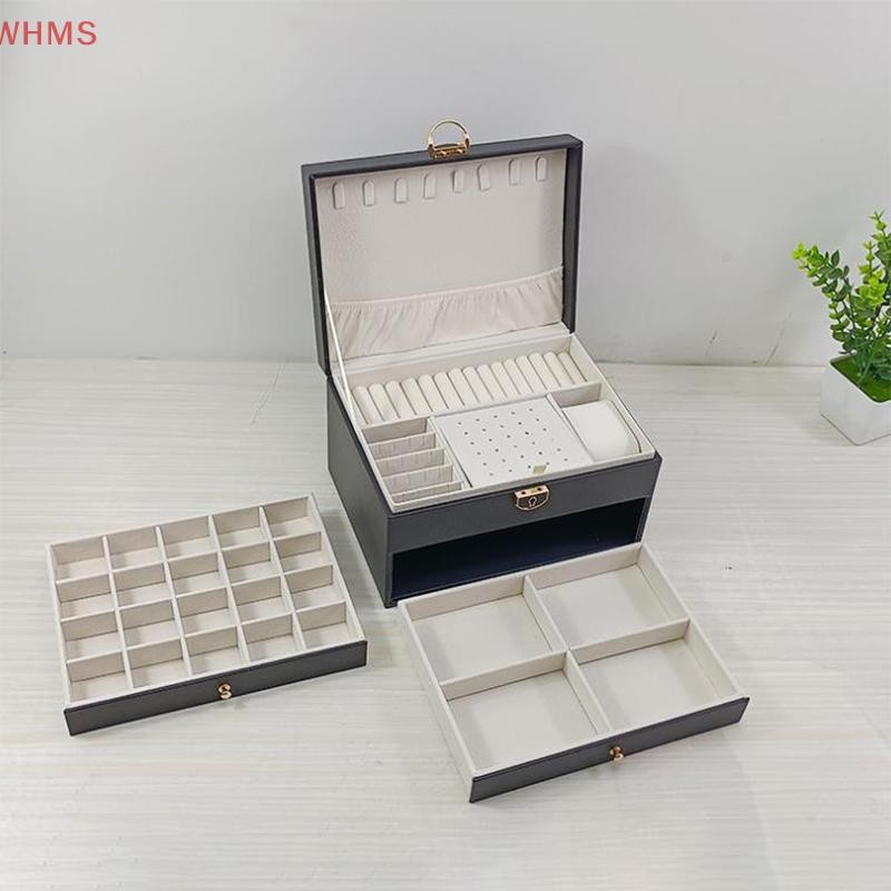 (wms) ใหม่ความจุสูงแฟชั่นหนัง ปู่ กล่องเก็บเครื่องประดับเดินทางแบบพกพากล่องเครื่องประดับสร้อยคอต่างห