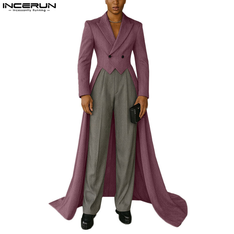 INCERUN ชุดสูทลำลองสไตล์ยาวสำหรับผู้ชาย