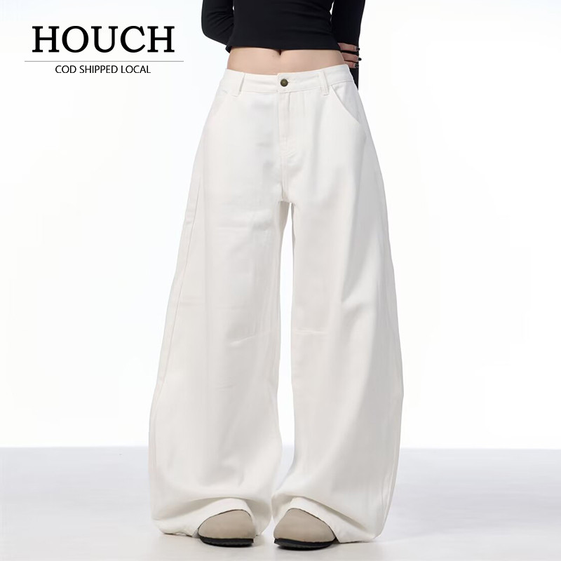 Baggy Fit Jeans กางเกงยีนส์ผู้ชาย กระบอกยาวสีขาว เอวใหญ่ ครีมสีน้ําตาลสูง Gaggy