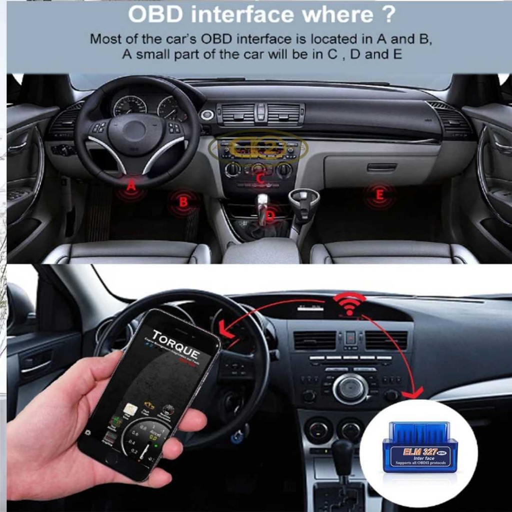 Super MINI Bluetooth OBD2 V2.1 เครื่องมือทดสอบยานยนต์ - ELM327