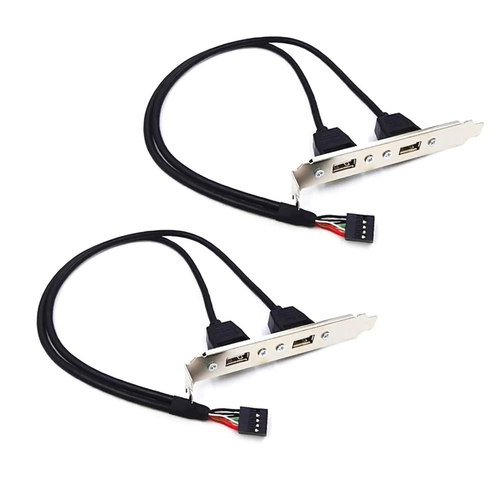 2 แพ็คเมนบอร์ด 9Pin USB to Dual USB2.0 แผงด้านหลังด้านหลัง Baffle Extension Cable Connector 9 Pin He