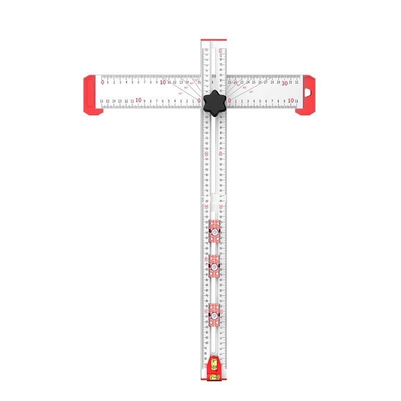 งานไม้มัลติฟังก์ชั่อลูมิเนียมสองในหนึ่งเดียวเจาะ Locator มัลติฟังก์ชั่ไม้บรรทัดสแควร์ T-Rurler การเจ