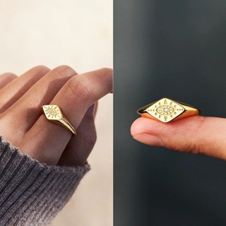 แหวนตาปีศาจเพชรย้อนยุคสำหรับผู้หญิง เครื่องประดับอินเทรนด์ส่…