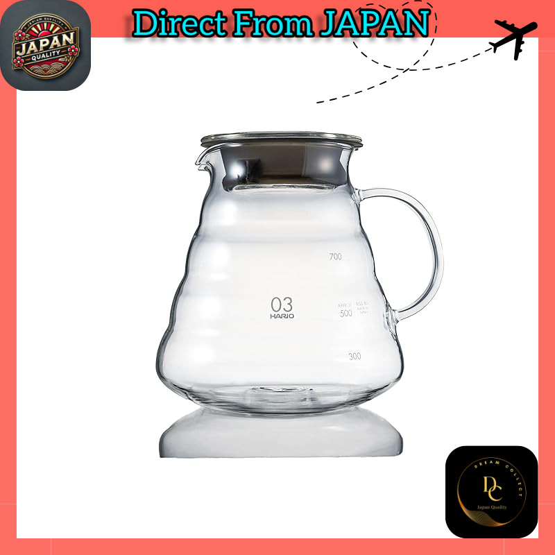 HARIO V60 Glass Server 800 Clear, 800ml, for 2-6 cups, Microwave Safe, Model XGSR-80-TB