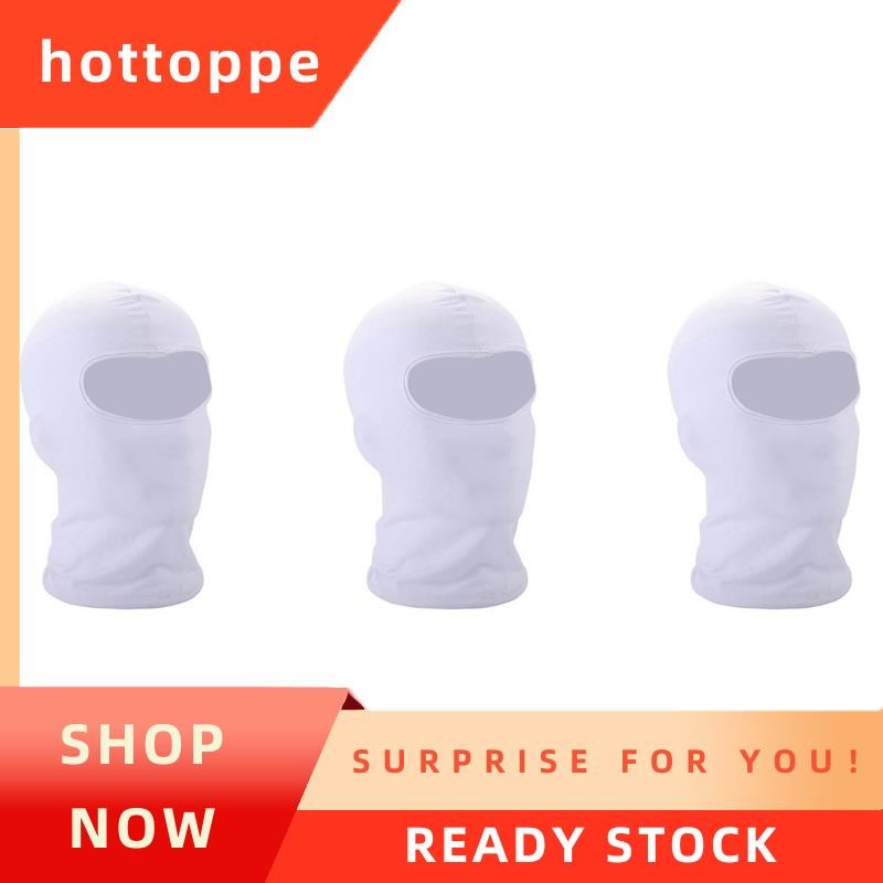 hottoppe3X Outdoor Full Face Mask Thin Cycling Ski Mask สีขาว