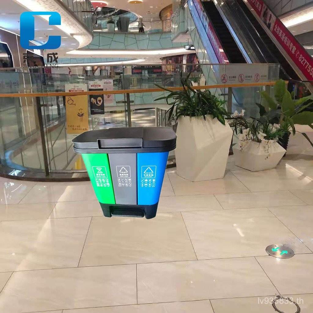 ถังขยะในครัวเรือนถังขยะสามในหนึ่งเดียว 30 ลิตรเหยียบเชิงพาณิชย์การจัดเรียงสามแยก 60 ลิตรถังขยะ 40 ลิ