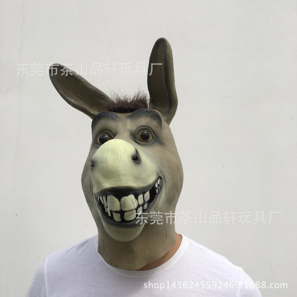 Shrek Poor Donkey Masquerade Props Donkey Head สัตว์ฮาโลวีนสยองขวัญ Ghost Latex Headgear