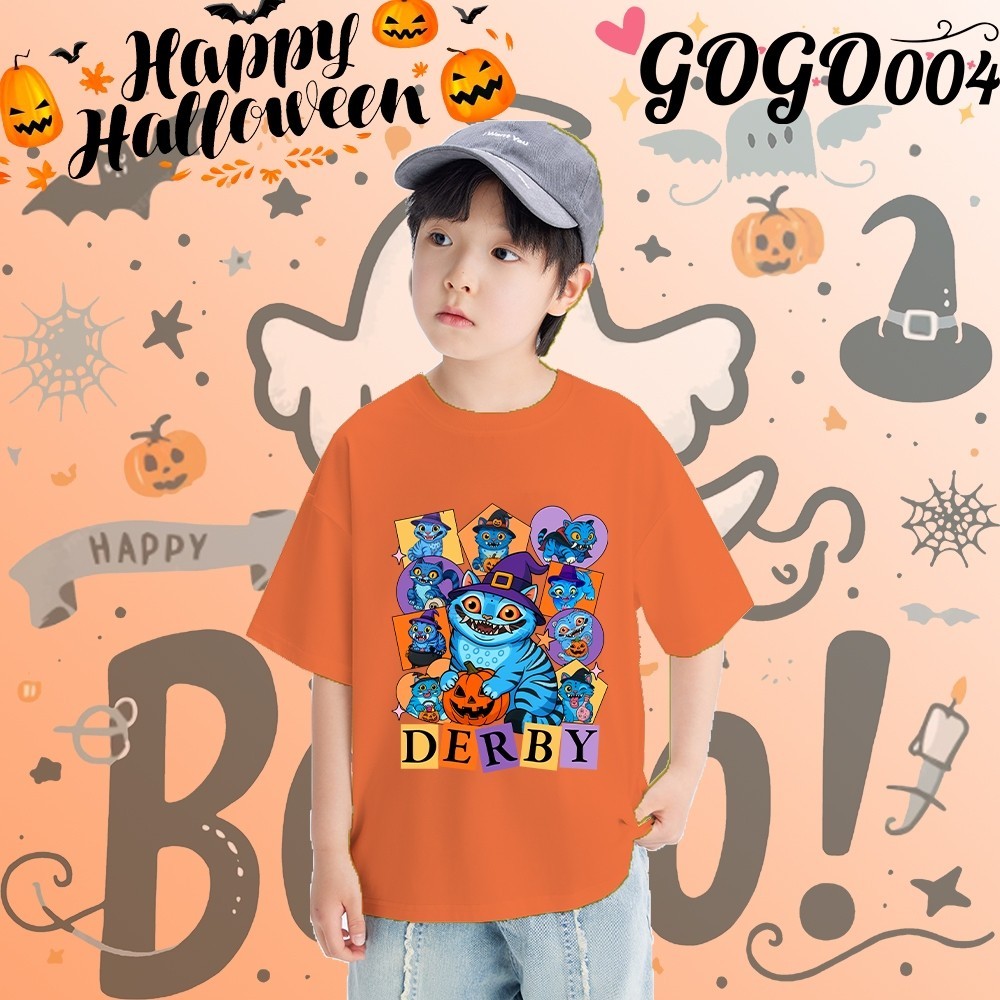 สยองขวัญฮาโลวีน & Kpop Demon Hunters เด็กเสื้อยืดผ้าฝ้ายพิมพ์ Baju Happy ฮาโลวีนแขนสั้น 05 o93O