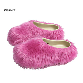 รองเท้าแตะตุ๊กตาขนนุ่มสำหรับผู้หญิง สไตล์คอมฟอร์ต เหมาะสำหรั…