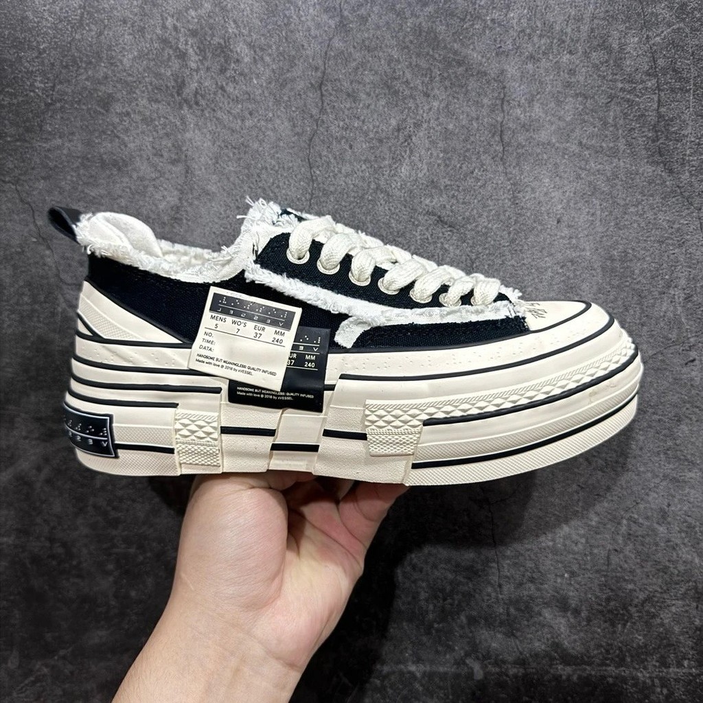 [ต้นฉบับที่เลือก] Wu Jianhao xVessel GOP lows สีดําสีขาว Smile 2.0 Checkerboard หนาSoled Heightened 