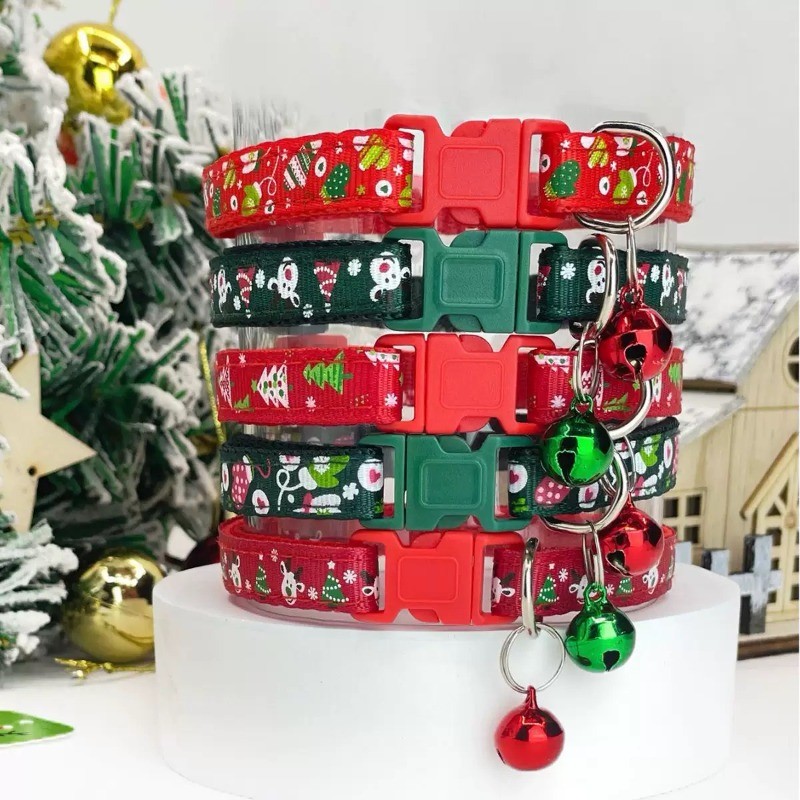 ปลอกคอสัตว์เลี้ยงคริสต์มาสพร้อมกระดิ่ง, ปลอกคอสุนัขแมวแบบปรับได้ Reindeer รูปแบบต้นคริสต์มาส, อุปกรณ์เทศกาลคริสต์มาสสําหรับสุนัขและแมว