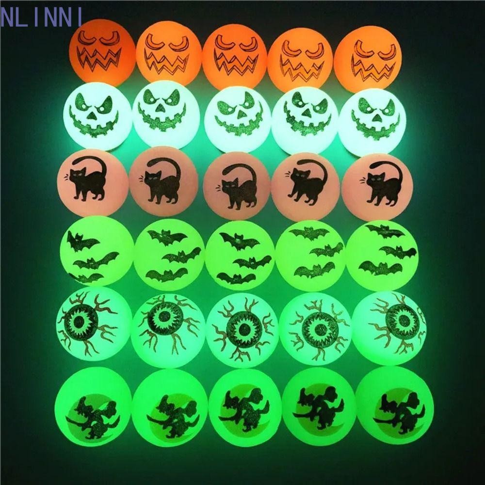 NLINNI 10 ชิ้น/เซ็ต Halloween Bouncy Balls, Glow-in-the-Dark Scary Bouncy Eyeballs Luminous Bouncy B