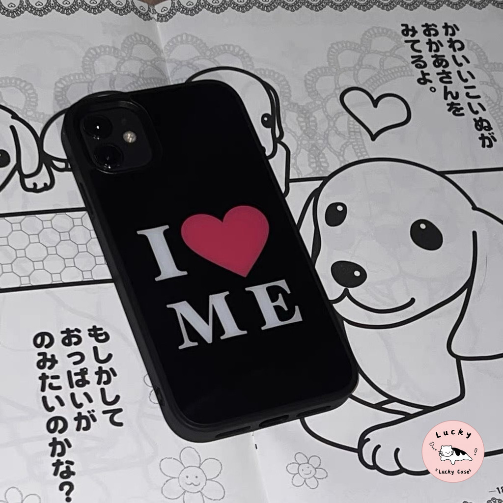 เคสไอโฟน 11 การ์ตูนรักตัวอักษรหัวใจพื้นผิวมันวาว สำหรับ IPhone 15 14 11 12 13 16 Pro Max SE 2 3 XS Max X 7 8 16 Plus XR