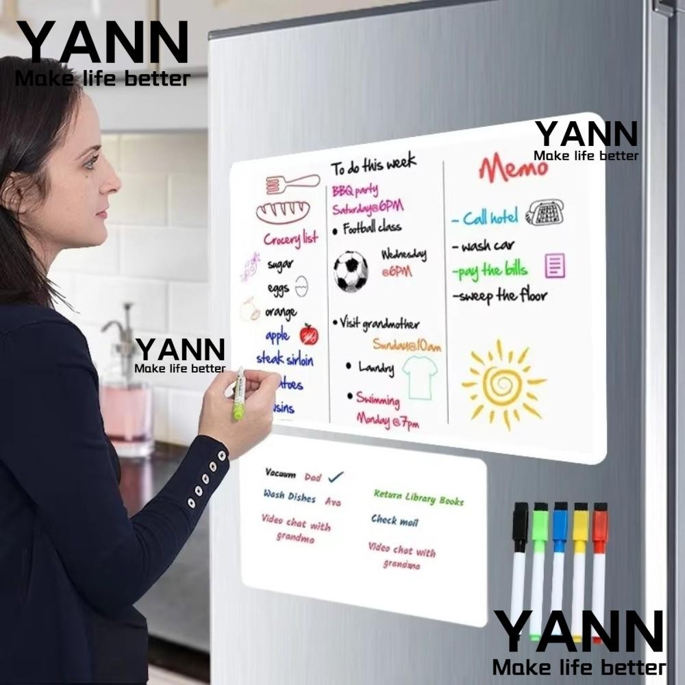 YANN Magnetic Dry Erase Board, A3/A4 Erasable ตู้เย็น Magnet Memo, DIY ที่ถอดออกได้ยืดหยุ่น WhiteBoa