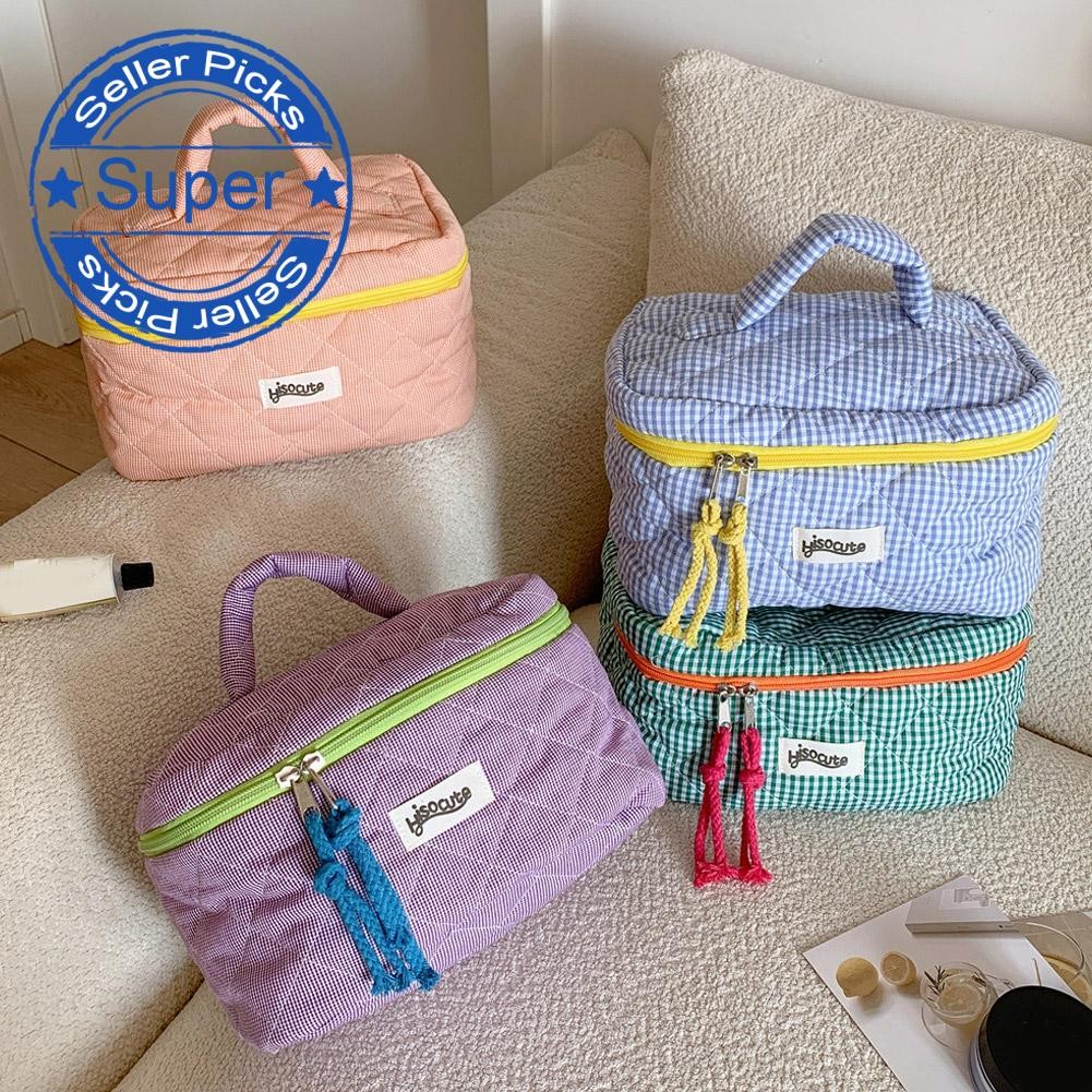 กระเป๋าแต่งหน้าสีสันสดใสความจุขนาดใหญ่กระเป๋าเก็บเครื่องสําอางกระเป๋าถือแฟชั่นที่เก็บการเดินทาง K5b7