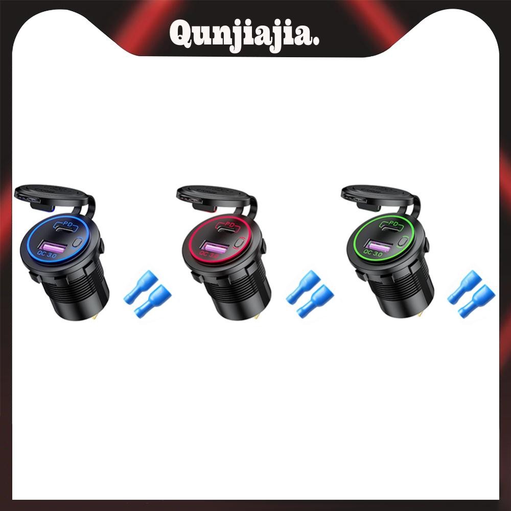 P21-A QC 3.0 + PD USB Charger Socket พร้อมสวิตช์สําหรับรถยนต์รถจักรยานยนต์เรือรถบรรทุก