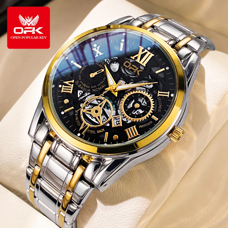 OPK8135 นาฬิกาผู้ชาย สายเหล็กพร้อมกันน้ํา Night Glow