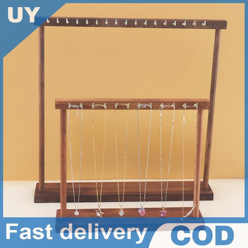 Null เครื่องประดับ Organizer ขาตั้งสร้อยคอไม้แขวนเคาน์เตอร์ Rack สําหรับโซ่ต่างหูสร้อยข้อมือตู้โชว์ช