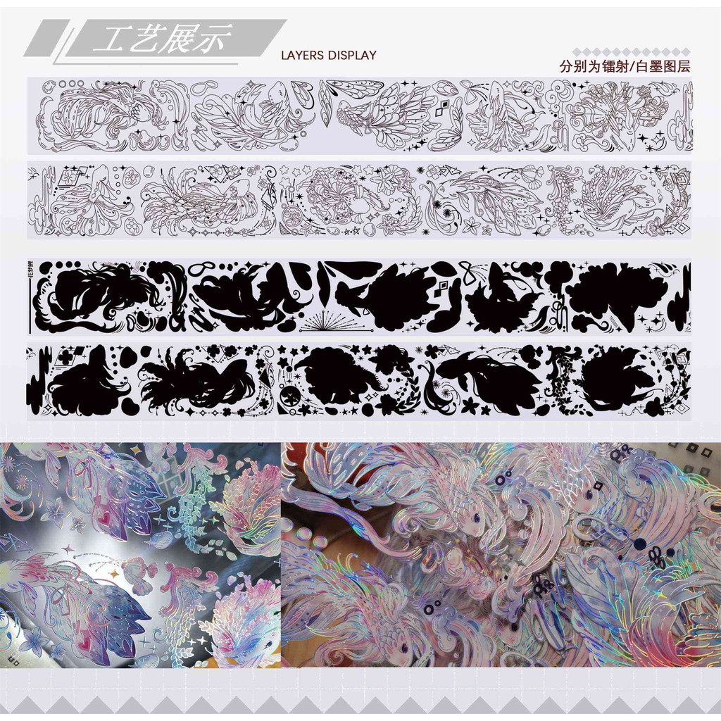 [Shuier Packing] Huameng Carp Blue Purple Carp Laser PET Ryoyan Tape Packing 100CM