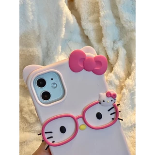 ไม่สนิท❤แว่นตาสามมิติ KT Cat 4S เคสโทรศัพท์ 5se ซิลิโคน 678plus น่ารัก 16Pro อินเทรนด์15141312P เคสโทรศัพท์พิเศษสําหรับ iPhone 6/6splus/7/8/plus/x/xs/11/12/13/14/15/16/17/pro/max/plus/promax